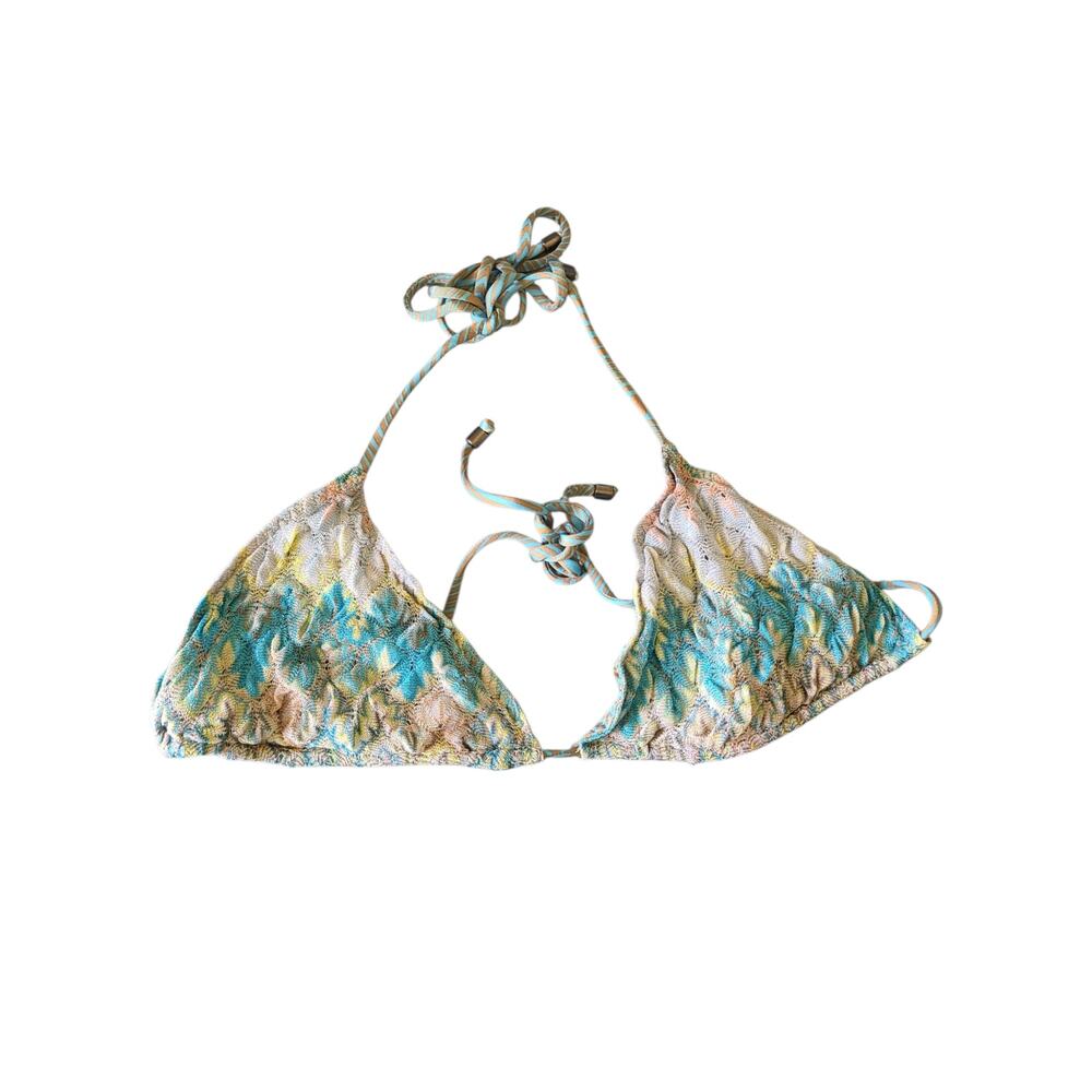 Missoni Mare Blue Zigzag Crochet Bikini Top - IT 46 (US Large/10)